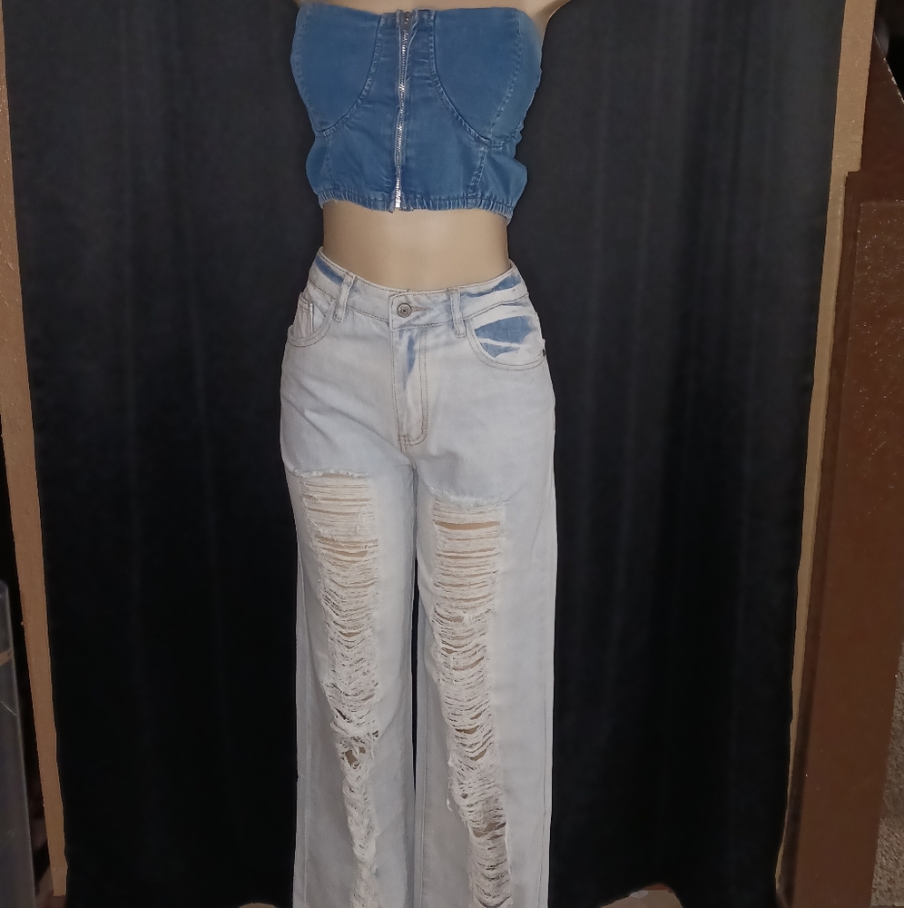 Distressed Denim Pants only